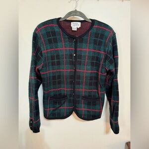 Vintage Plaid Button-Up Cardigan